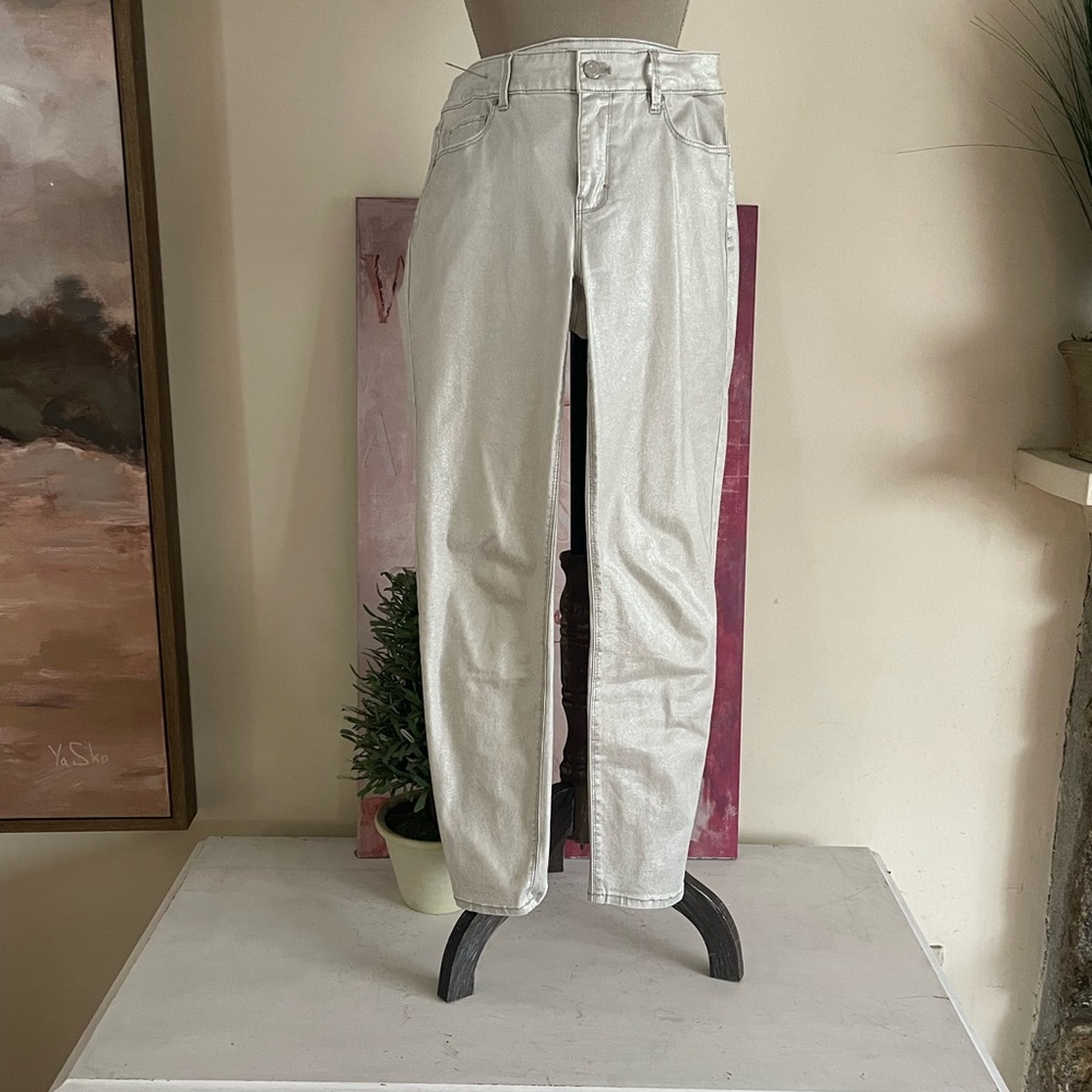 White House Black Market Silver Skinny Jeans